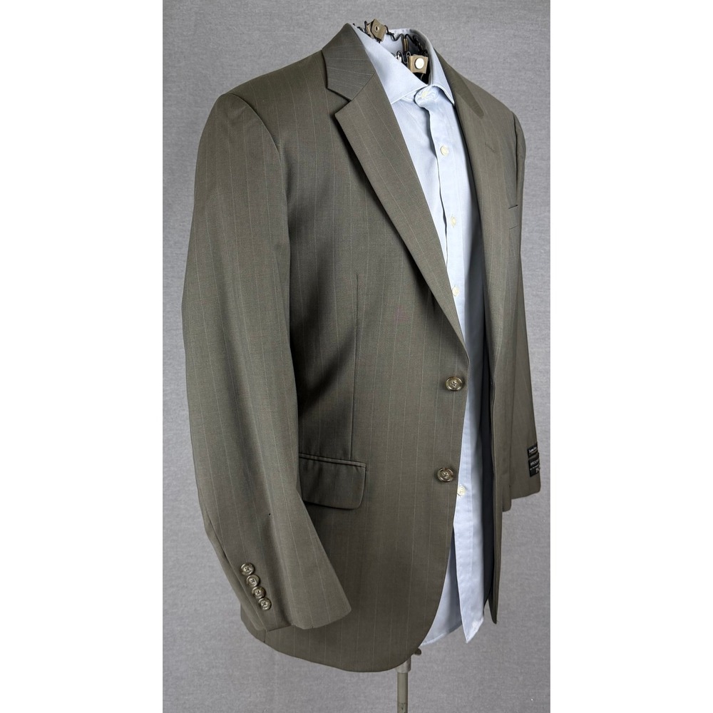 Jos A Bank Executive Collection Blazer Mens 40R Olive Green Pinstripe Wool